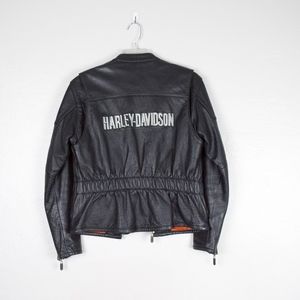 Harley Davidson Black Leather Jacket Wool Lined